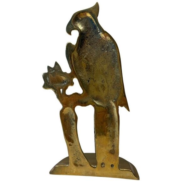Vtg Andrea by Sadek Brass Parrot Bird Bookends 1980s Mid Century Pair - Picture 9 of 16
